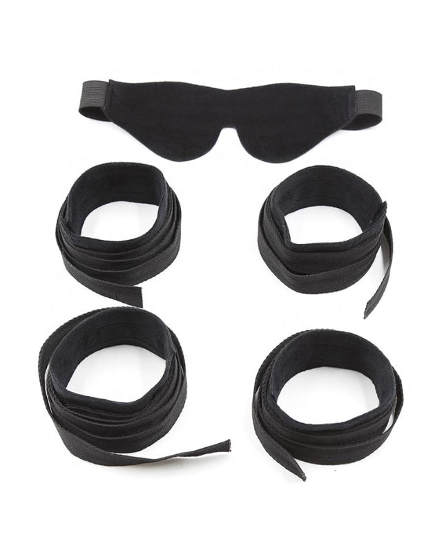 Restraint 3 Pieces Set Blindfold Anklecuffs and Wristcuffs Adjustable
