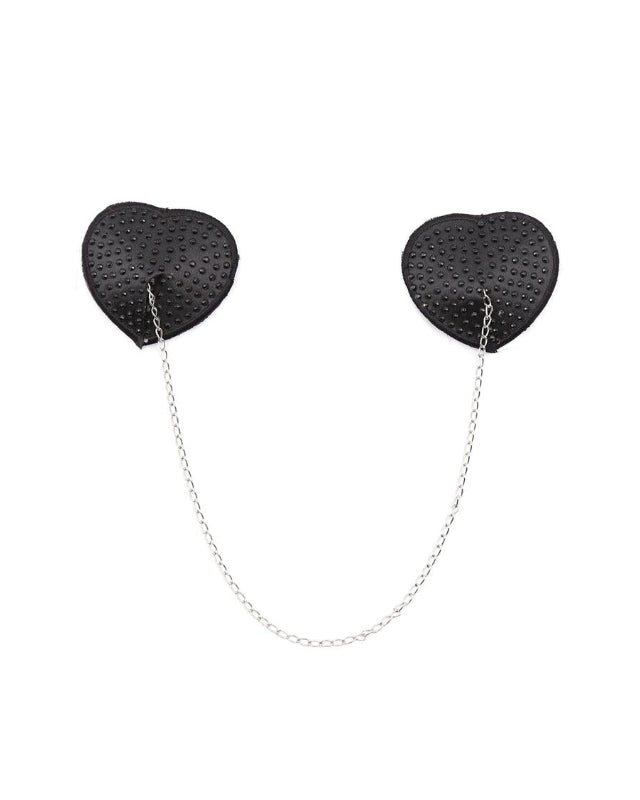 Nipple Covers with Metal Chain Black