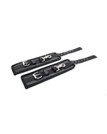 Leather Handcuffs with Big Hoops Black