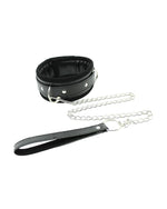 Collar with Metal Leash and Pedded Interior Black