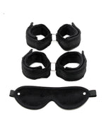 Handcuffs AnkleCuffs and Mask Black