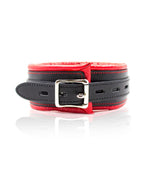 Collar With Metal Leash Padded Interior Red Black