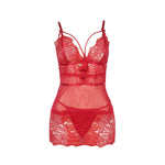 Zoe Open Back Babydoll and Thong Red