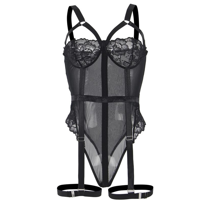 Ariana Teddy with Garter Belt and Leg Rings Black
