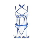 Killye Mesh Teddy with Strasps and Leg Rings Blue