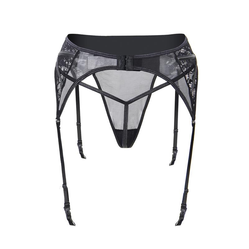 Luva Garter with Floral Lace and Thong Set