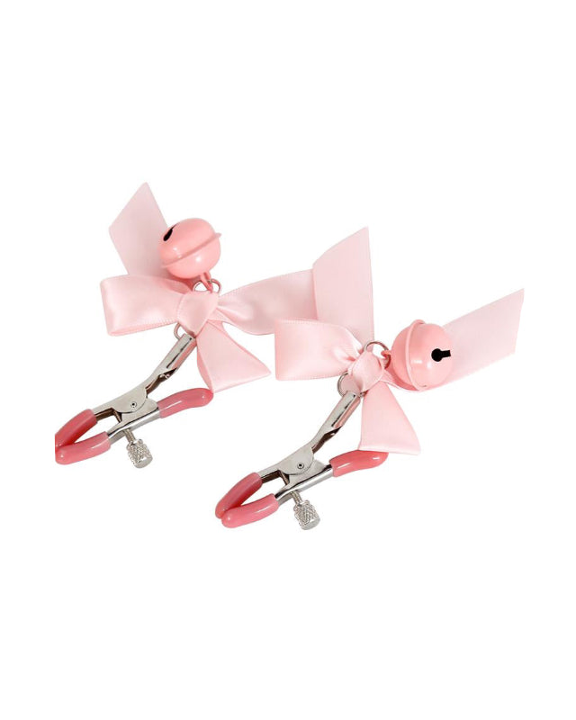 Pink Bow Nipple Clamps with Bell