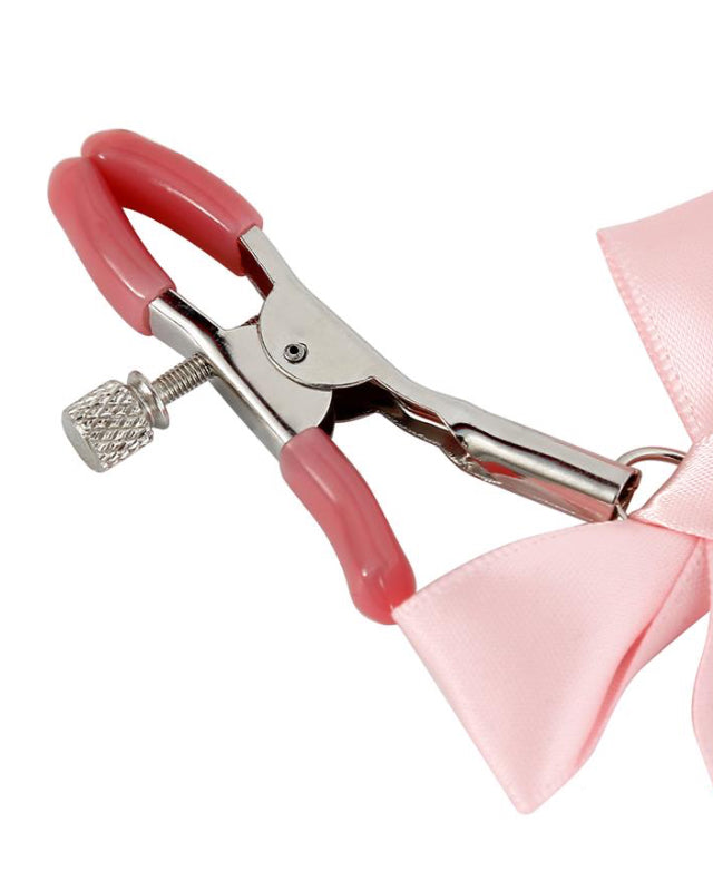 Pink Bow Nipple Clamps with Bell
