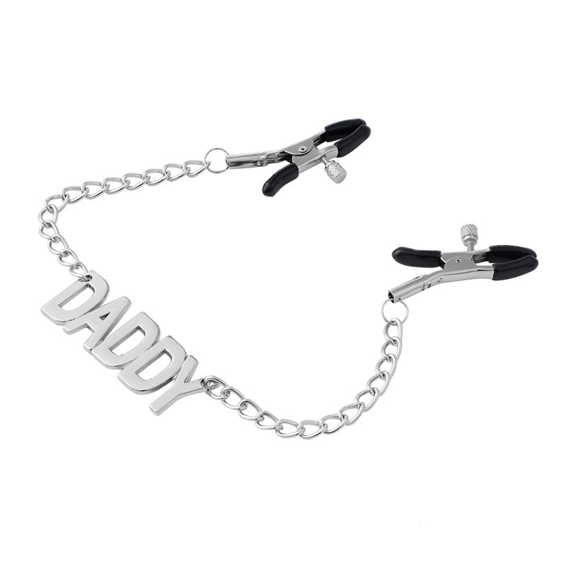 Nipple Clamps with Daddy Word Pendant