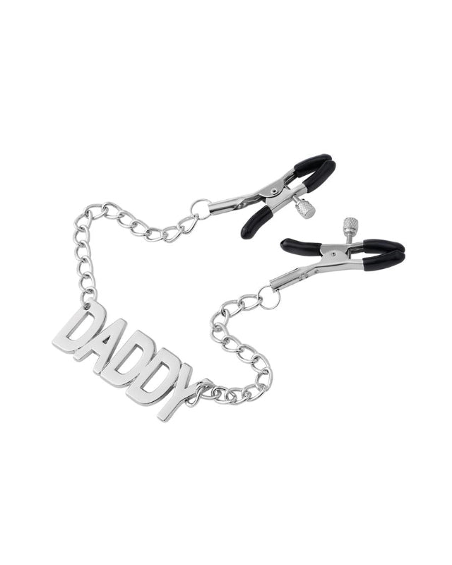 Nipple Clamps with Daddy Word Pendant