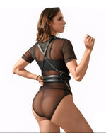 Brenda Vegan Leather Harness with Chain One size