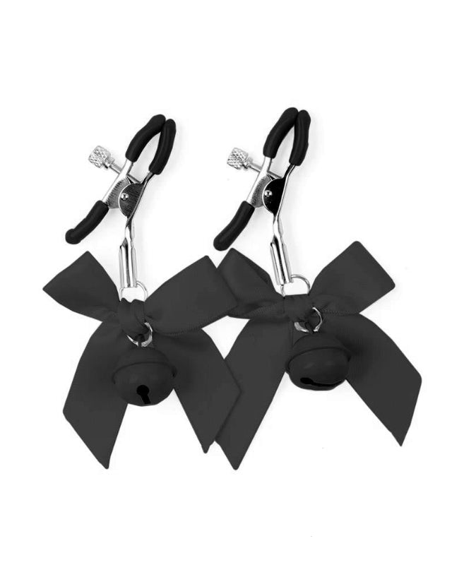 Nipple Clamps with Bell and Black Bow