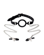 Open Mouth Gag with Nipple Clamps