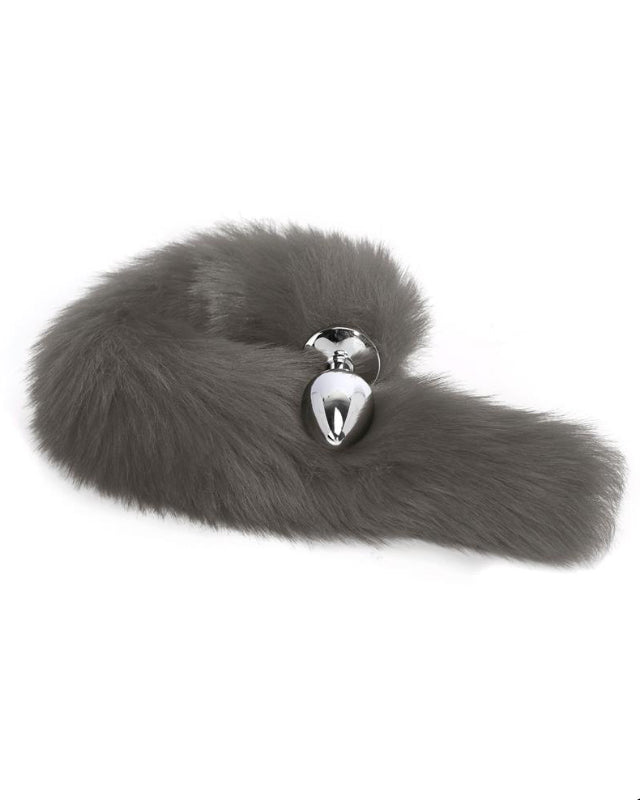 Anal plug with tail Gray 40 cm