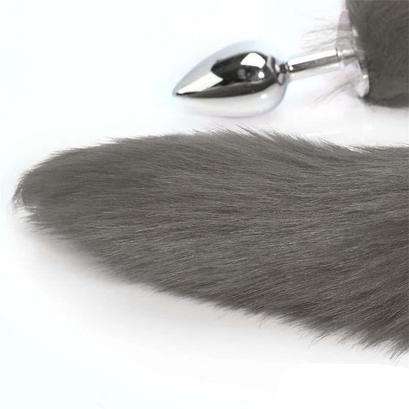 Anal plug with tail Gray 40 cm