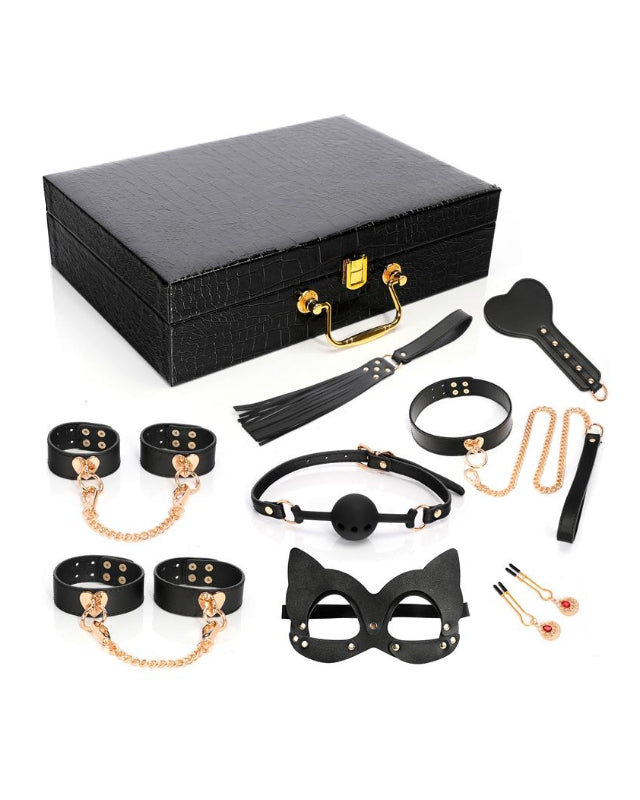 8 Piece Leather Bondage Kit with Storage Case