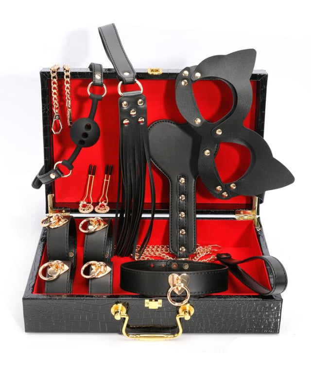 8 Piece Leather Bondage Kit with Storage Case