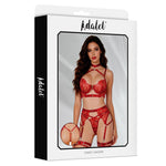 Hyacinth Bra Garter Set and Thong Red