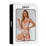Hyacinth Bra Garter Set with Thong White