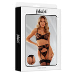 Penelope Bra Garter Set with Thong Black